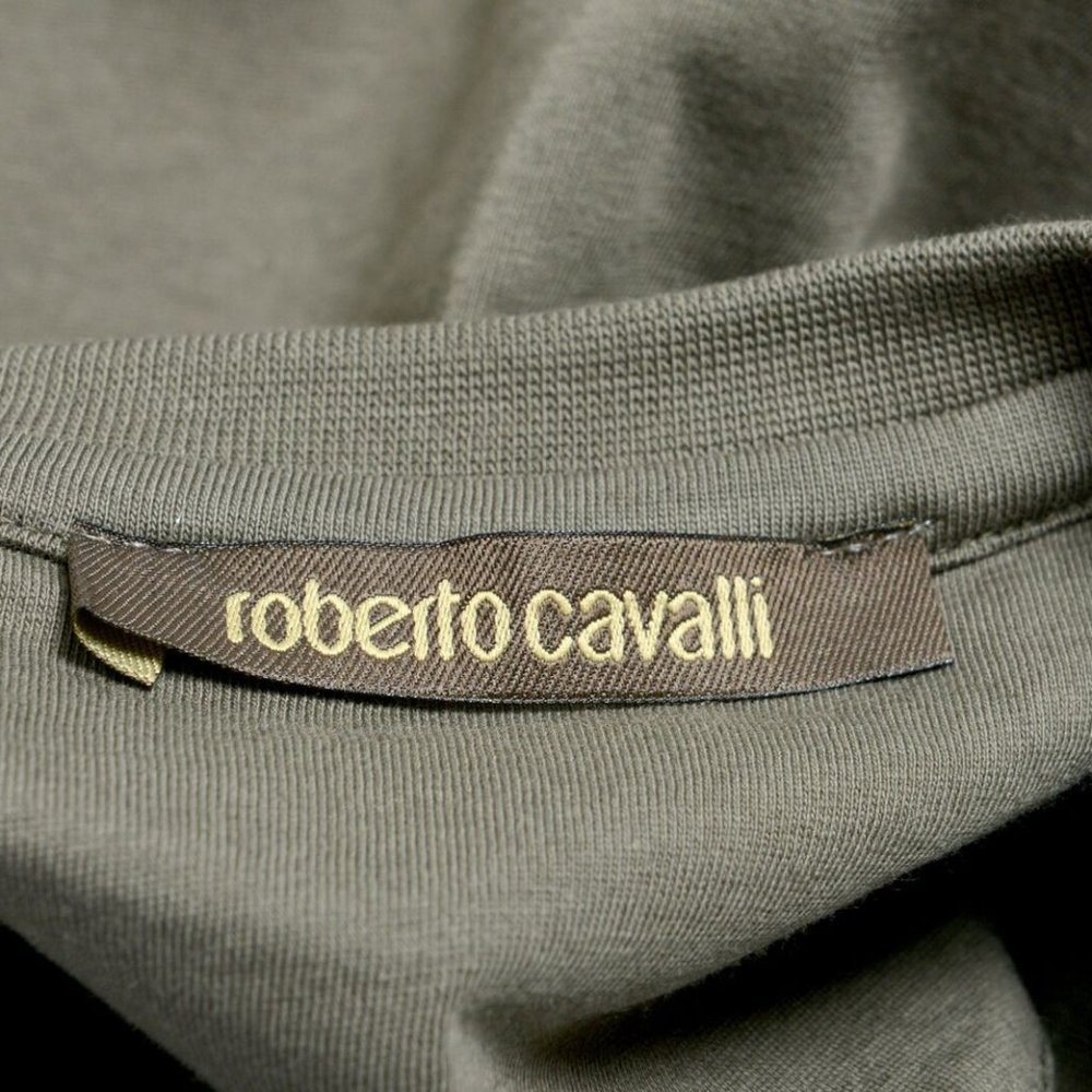 Roberto Cavalli Mens Green Graphic Leopard T-Shirt - Picture 7 of 7